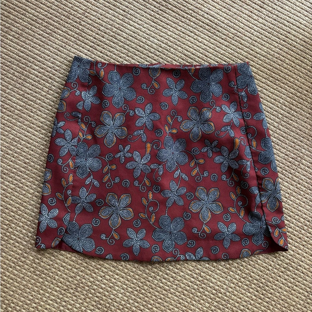 Lush Floral Red Mini Skirt